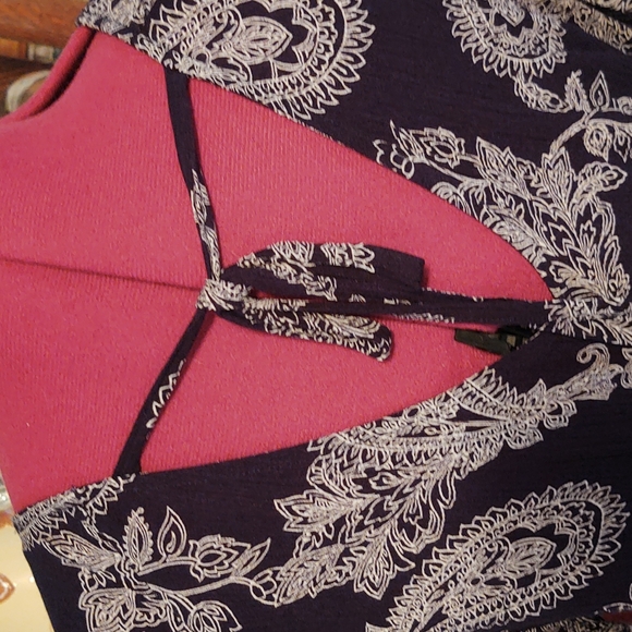 Paper Crane Dohlman Flutter Sleeve Double V Bandana Print Blouse M - Picture 3 of 12